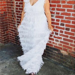 Maxi sequin & fringe dress NWT